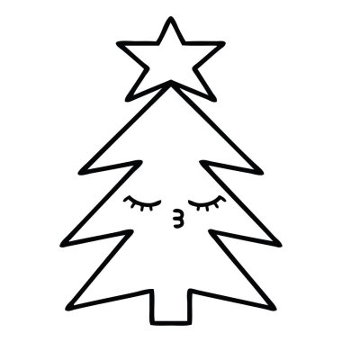 çizim karikatür Noel ağacı