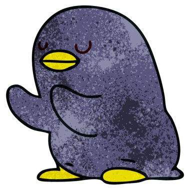 el çekilmiş ilginç karikatür penguen