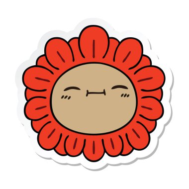 ilginç bir el etiket karikatür çiçek çizilmiş 