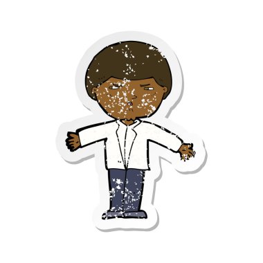 adam bir karikatür Retro sıkıntılı etiket rahatsız