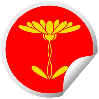 dairesel peeling etiket karikatür çiçek