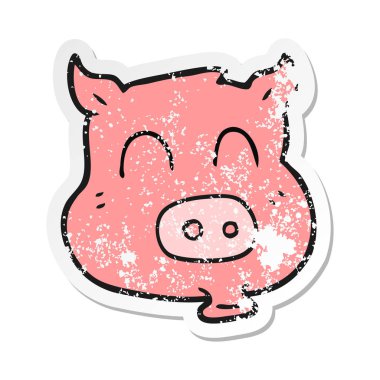 çizgi film domuz bir Retro sıkıntılı etiket