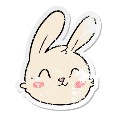 bir karikatür tavşan yüz sıkıntılı etiket