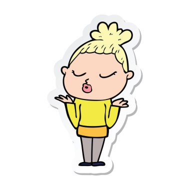 etiket bir çizgi film sakin kadın