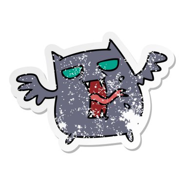 sıkıntılı etiket karikatür sevimli korkunç kawaii yarasa