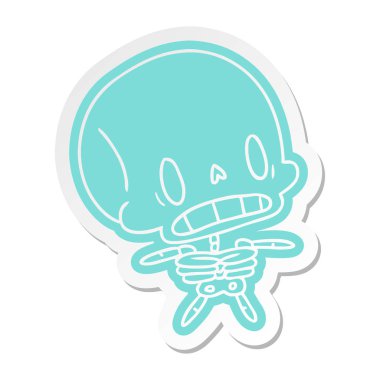 çizgi film etiketi kawaii şirin ölü iskelet 