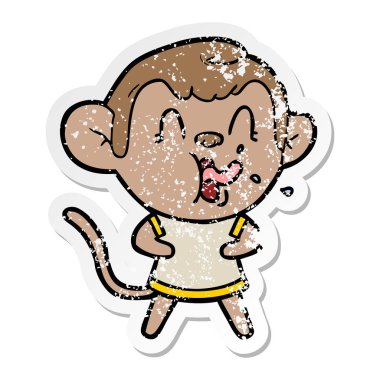 bir deli karikatür maymun sıkıntılı etiket