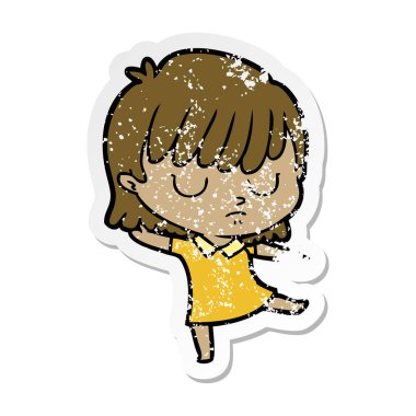 bir çizgi film kadının sıkıntılı etiket