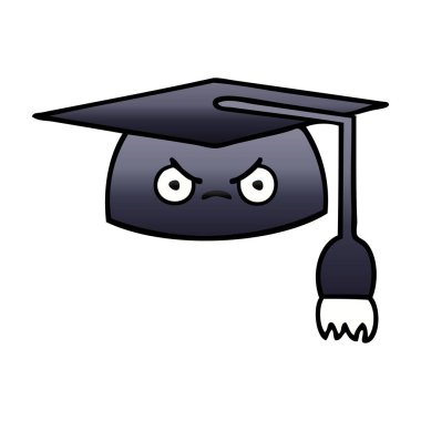 Degrade gölgeli karikatür mezuniyet şapka