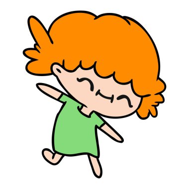 şirin kawaii kız serbest çizilmiş karikatür