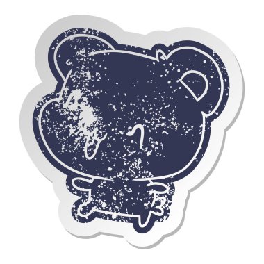 sıkıntılı eski etiket kawaii şirin mutlu ayı