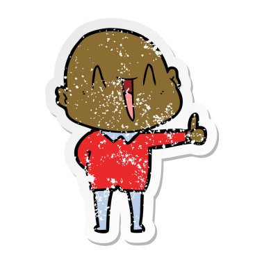 bir mutlu karikatür kel adamın sıkıntılı etiket