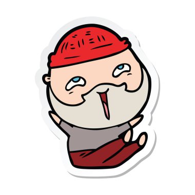 etiket karikatür mutlu bir sakallı adamın