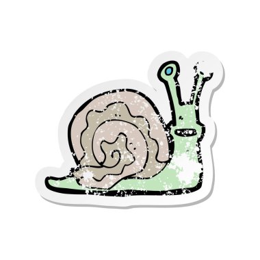 bir çizgi film salyangoz Retro sıkıntılı etiket