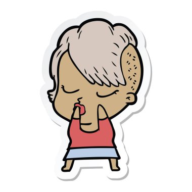 bir çizgi film güzel hippi kız etiketi