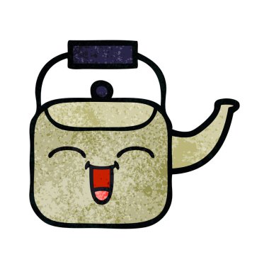 Retro grunge doku karikatür bir Kettle