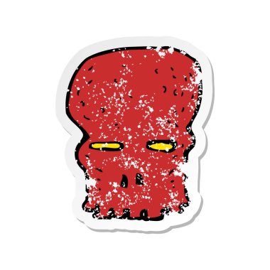 bir çizgi film ürkütücü kafatası Retro sıkıntılı etiket