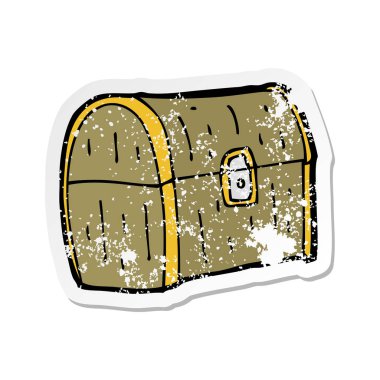 bir çizgi film hazine sandığı Retro sıkıntılı etiket