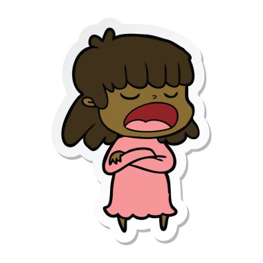 yüksek sesle konuşuyor karikatür kadın etiketi