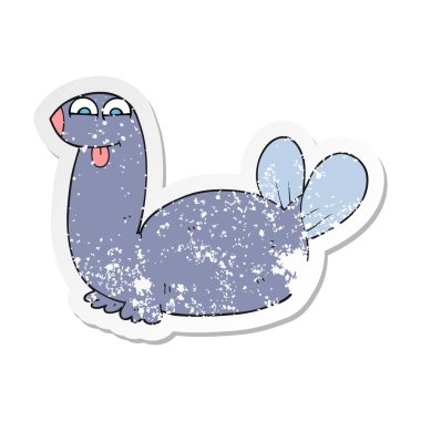 Retro sıkıntılı etiket, bir çizgi film mühür