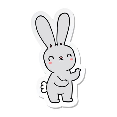 sevimli çizgi tavşan çıkartması