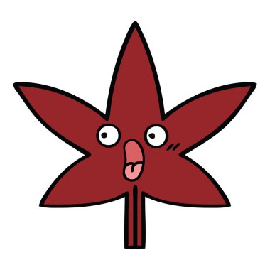 sevimli çizgi sonbahar yaprak