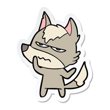 etiket bir karikatür rahatsız kurt