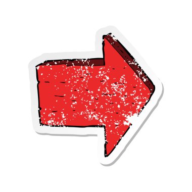 ok işareti işaret eden bir karikatür Retro sıkıntılı etiket