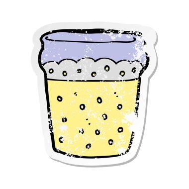 bir çizgi film bardak bira Retro sıkıntılı etiket