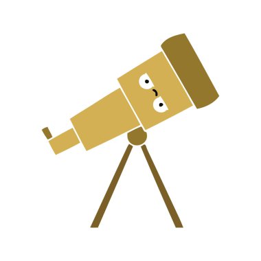 düz renk retro karikatür bir Teleskobu