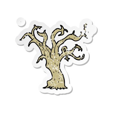 çizgi film kış ağaç Retro sıkıntılı etiket