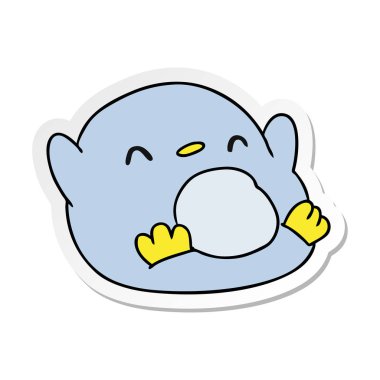 etiket çizgi film illüstrasyon kawaii bir sevimli penguen