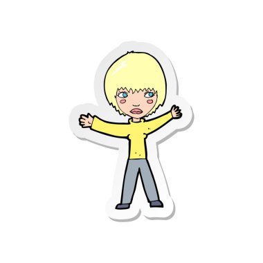 etiket kadın sallayarak bir karikatür