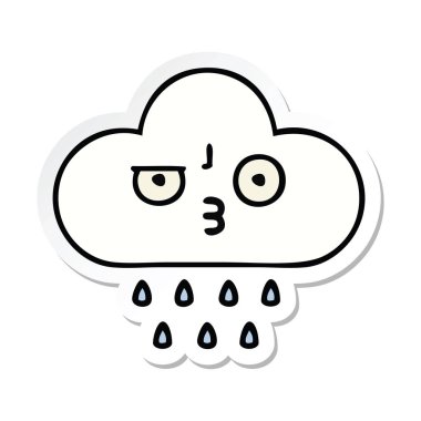 sevimli çizgi yağmur bulutu etiket