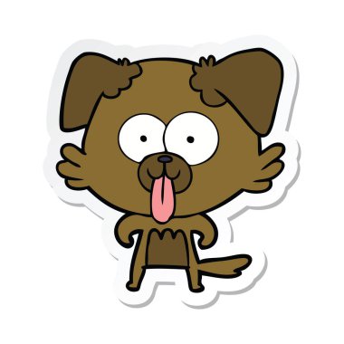 etiket yapışkanlık dışarı dil bir karikatür köpek