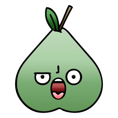 Degrade gölgeli karikatür yeşil armut