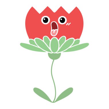 düz renk retro karikatür bir çiçek