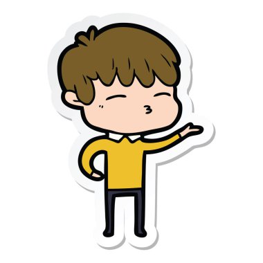 çizgi film meraklı bir çocuk etiket