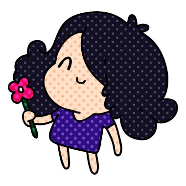 bir şirin kawaii kız çizgi film