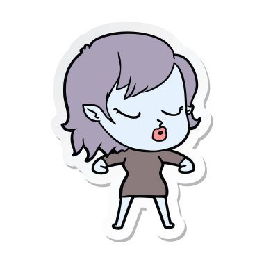 sevimli çizgi vampir kız etiketi