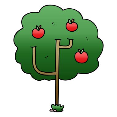 ilginç degrade gölgeli karikatür ağaç