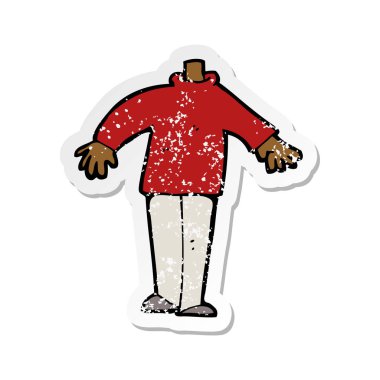 bir çizgi film erkek vücudunun Retro sıkıntılı etiket