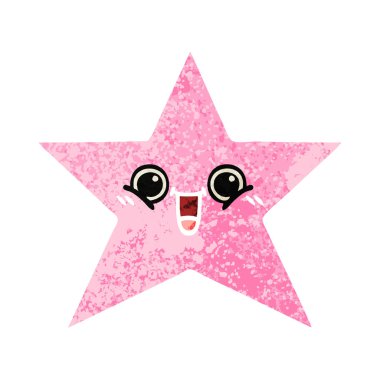 Retro illüstrasyon tarzı çizgi film yıldız balık