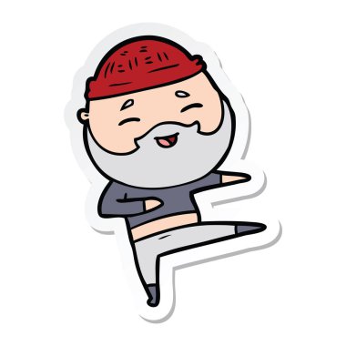 etiket karikatür mutlu bir sakallı adamın