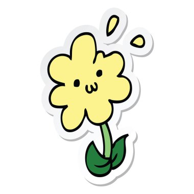 etiket bir karikatür çiçek