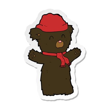 etiket bir çizgi film sevimli siyah ayı