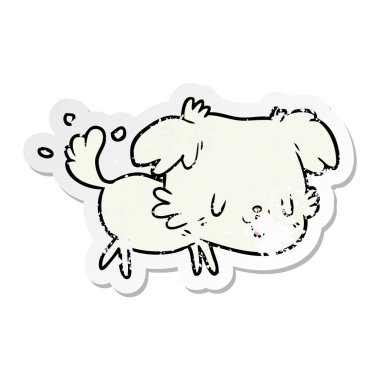 sıkıntılı etiket bir karikatür köpek