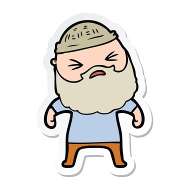 sakallı bir çizgi film adam etiketi