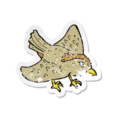 bir çizgi film Bahçe kuş Retro sıkıntılı etiket