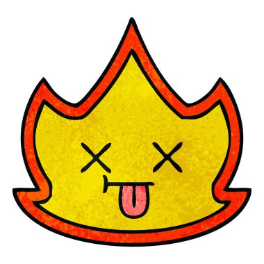 Retro grunge doku karikatür bir ateş